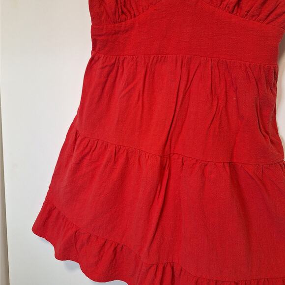 monteau Los Angeles Red Rayon Linen Blend Mini Dress Sz Medium - Picture 3 of 7